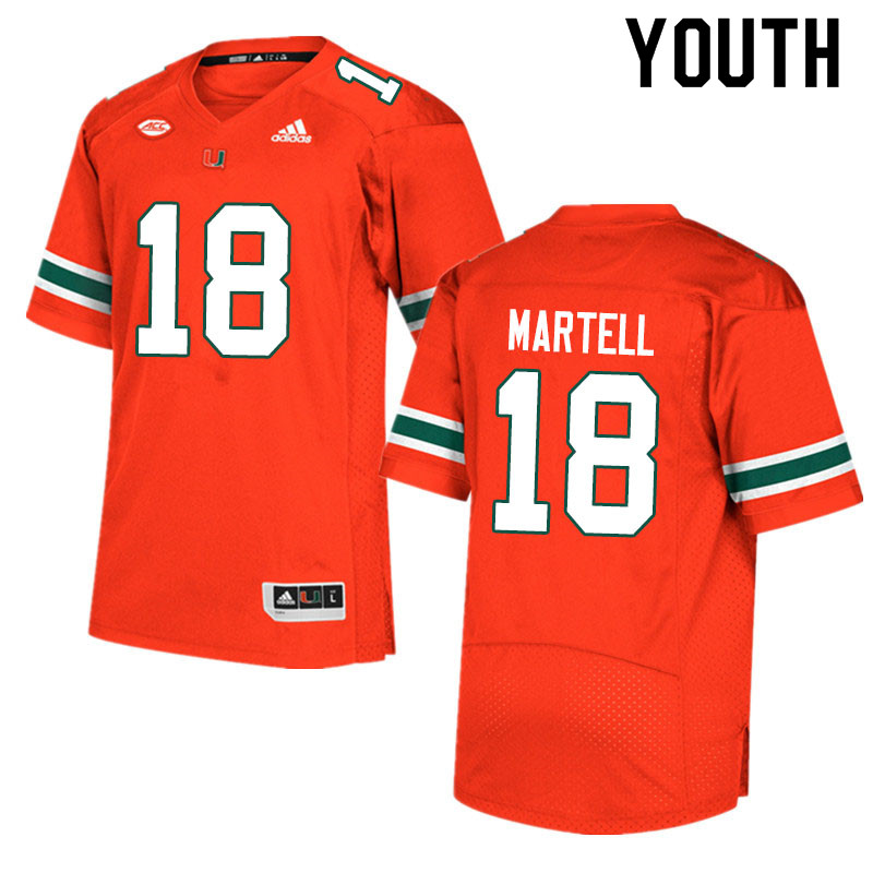 Adidas Miami Hurricanes Youth #18 Tate Martell College Football Jerseys Sale-Orange